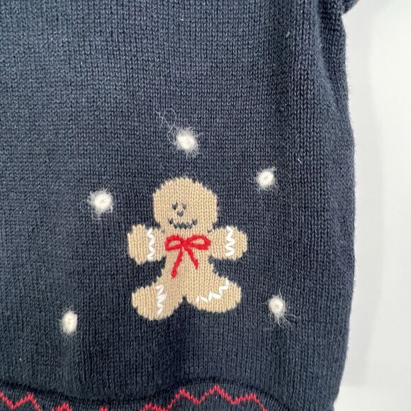 Nutcracker Womens Christmas Navy Blue Button Vest Sz M Snowman Angel Gingerbread - Picture 9 of 10